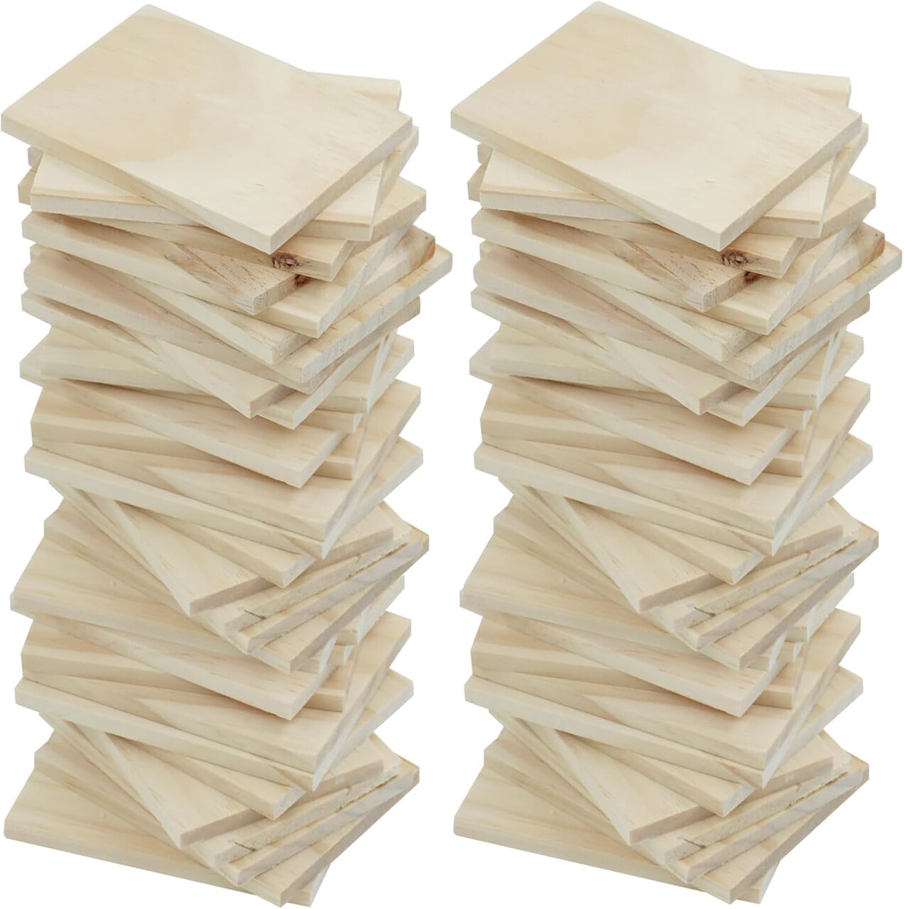 30PCS Wooden Squares for Crafts, 1/4 Inch Thick,Wood Burning, Painting (2.5 x 3.5 inch)